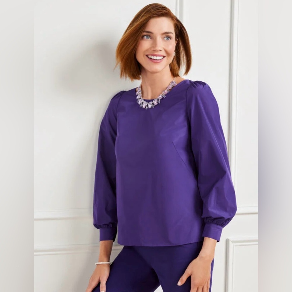 NWT Talbots Back Cutout Taffeta Top Purple Size XS